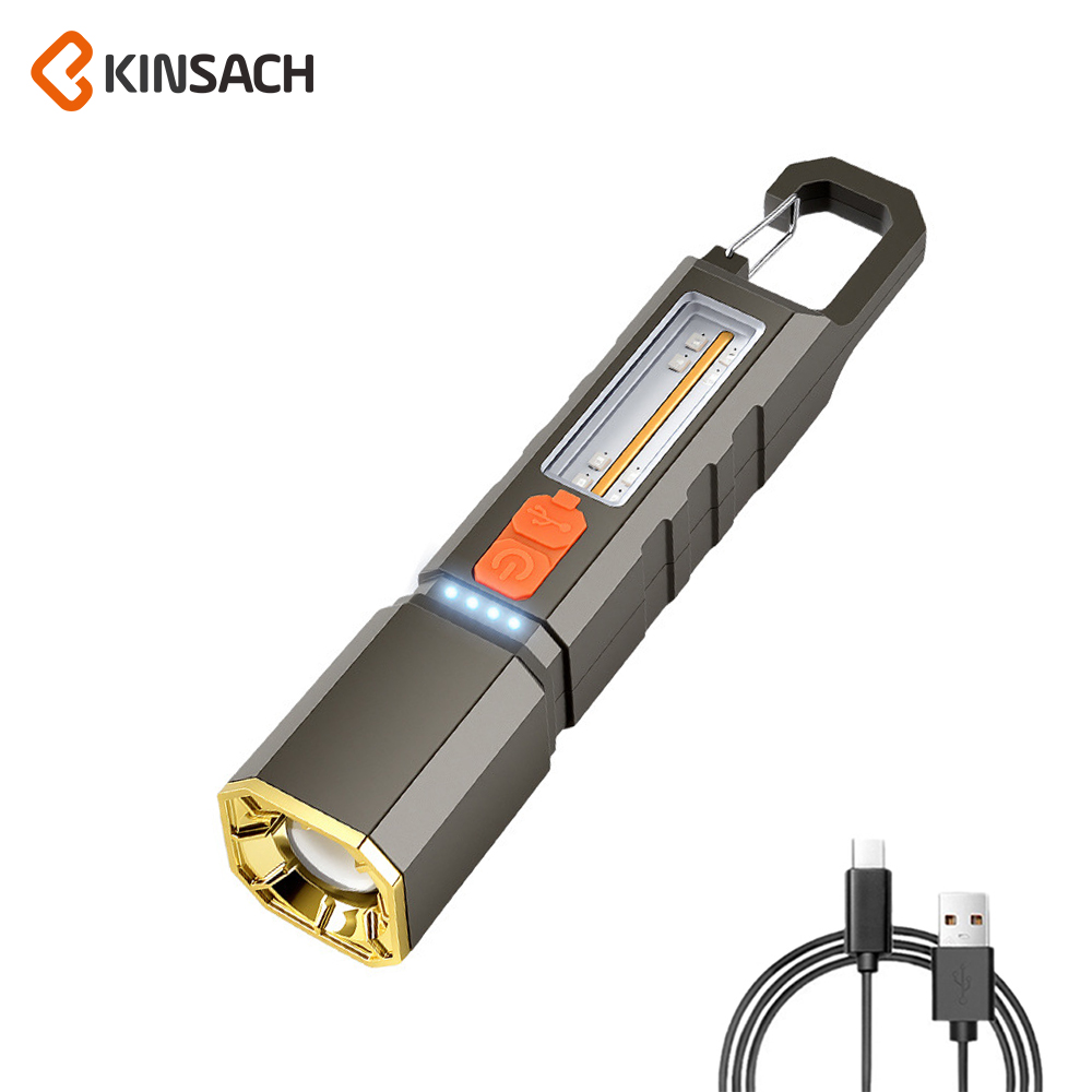 KINSACH work light, white laser solar high-intensity flashlight, multi-emergency lighting portable plastic flashlight