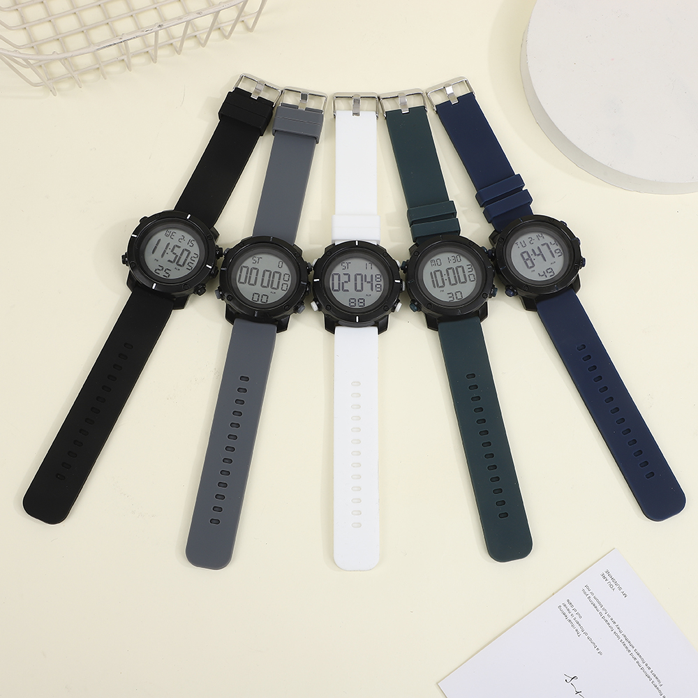 FUYADA high-quality waterproof electronic watch, luminous alarm clock, multi-functional electronic watch, silicone strap, skin-friendly alloy case, durable and shock-resistant, cool sporty style electronic watch