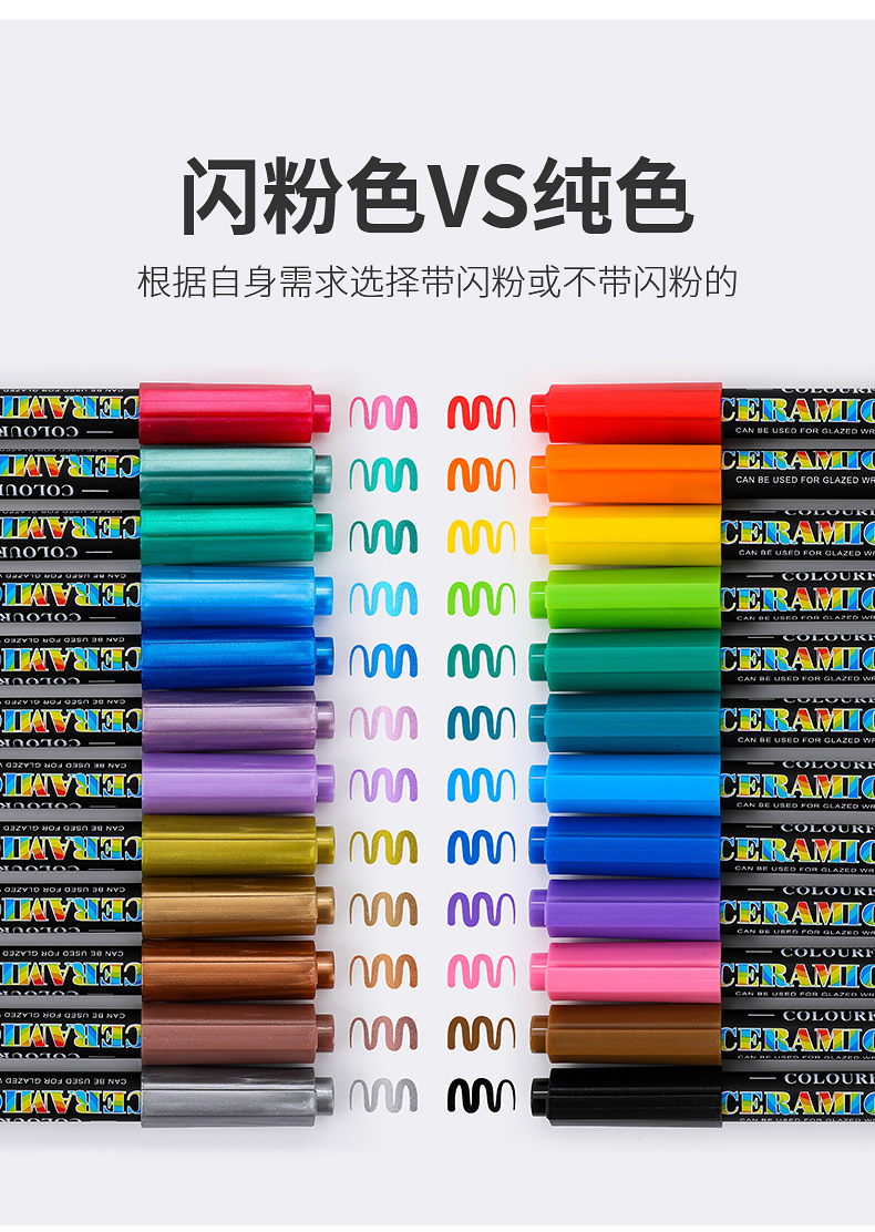 Guangnah 6650 softhead cerámica pintura marcador set 12/24 colores DIY creativo vidrio porcelana graffiti softpen pic 5