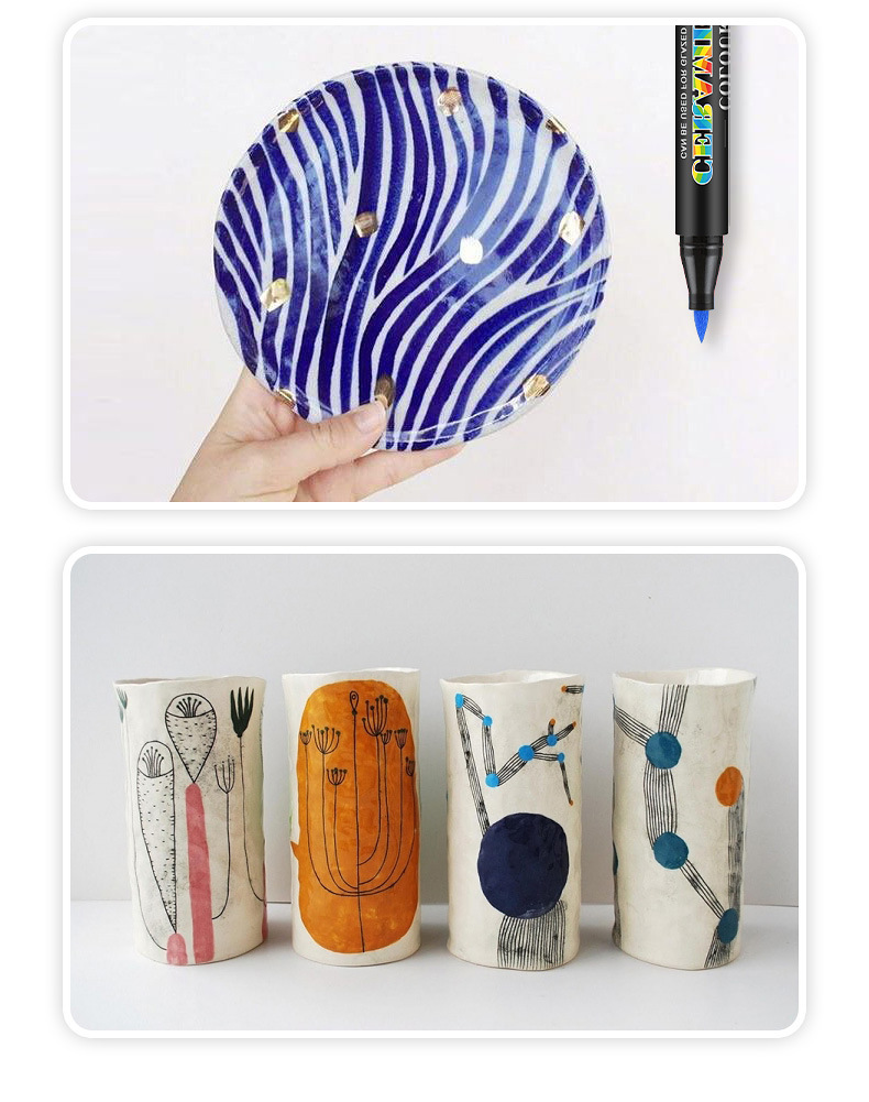Guangnah 6650 softhead cerámica pintura marcador set 12/24 colores DIY creativo vidrio porcelana graffiti softpen pic 7