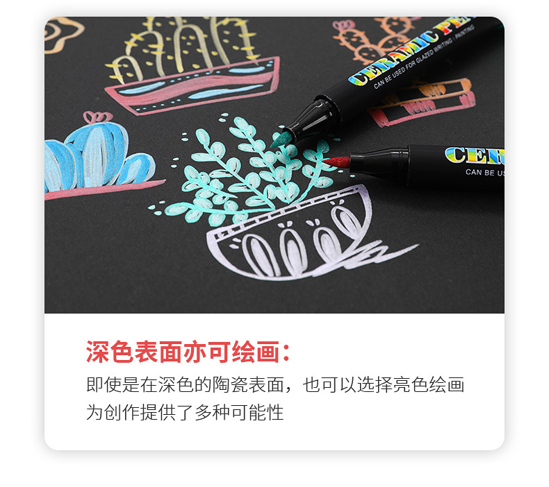 Guangnah 6650 softhead cerámica pintura marcador set 12/24 colores DIY creativo vidrio porcelana graffiti softpen pic 10