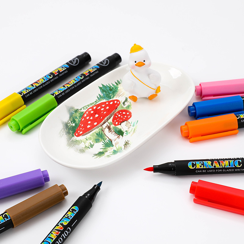 Guangna 6650 Soft-tipped Ceramic Painting Marker Pen Set 12/24-color DIY creative glass porcelain graffiti soft pen Specification image