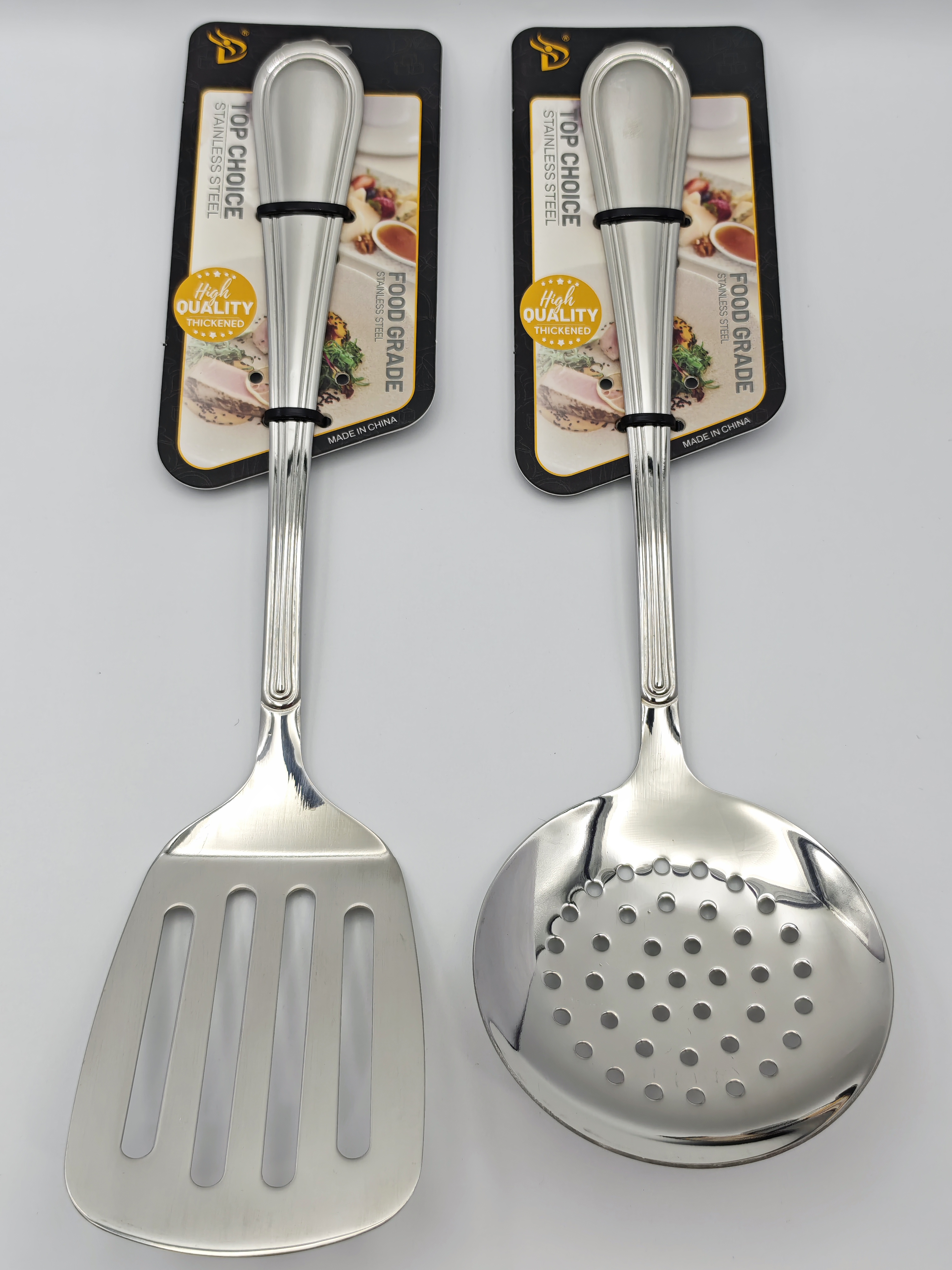 Silver 10-piece round handle soup shell, soup drain, small kitchenware with card, 6-piece set Application Scenario