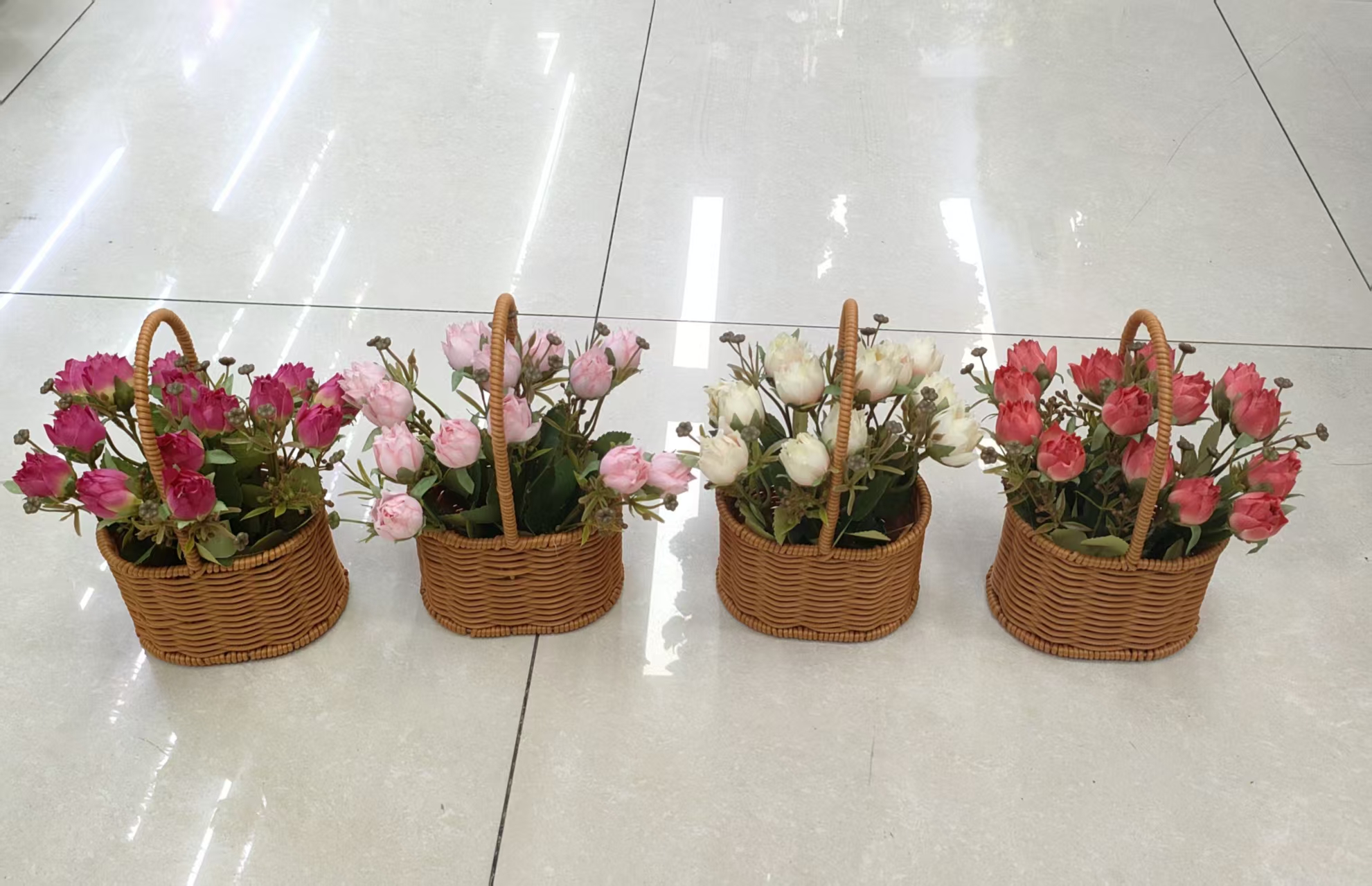 仿真花假花盆景塑料盆篮子花苞装饰摆件品