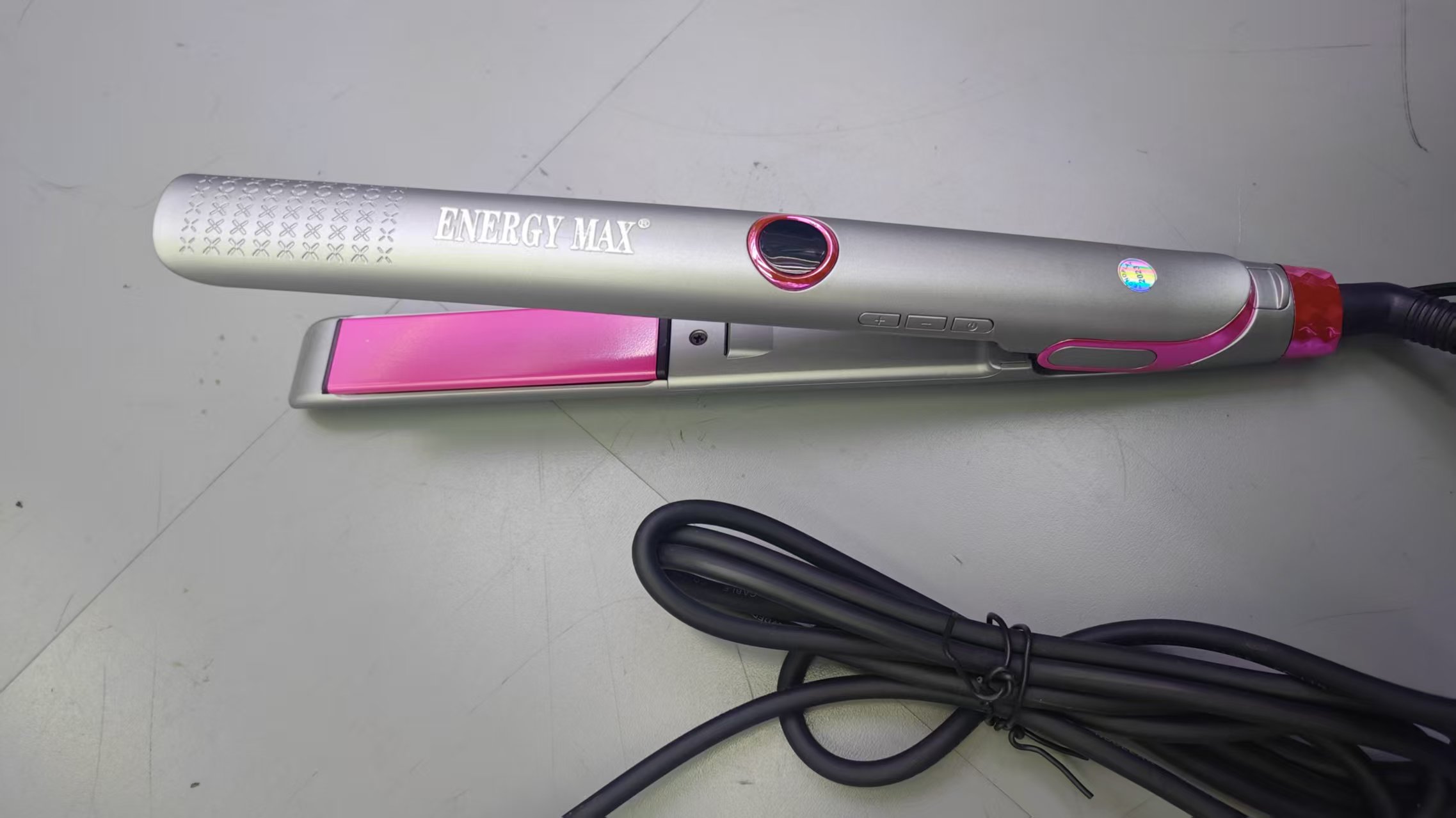 ENERGY MAX Silver Powder interlaced wireless hot air comb, Cornclip curling iron, plastic basin with electric heating comb