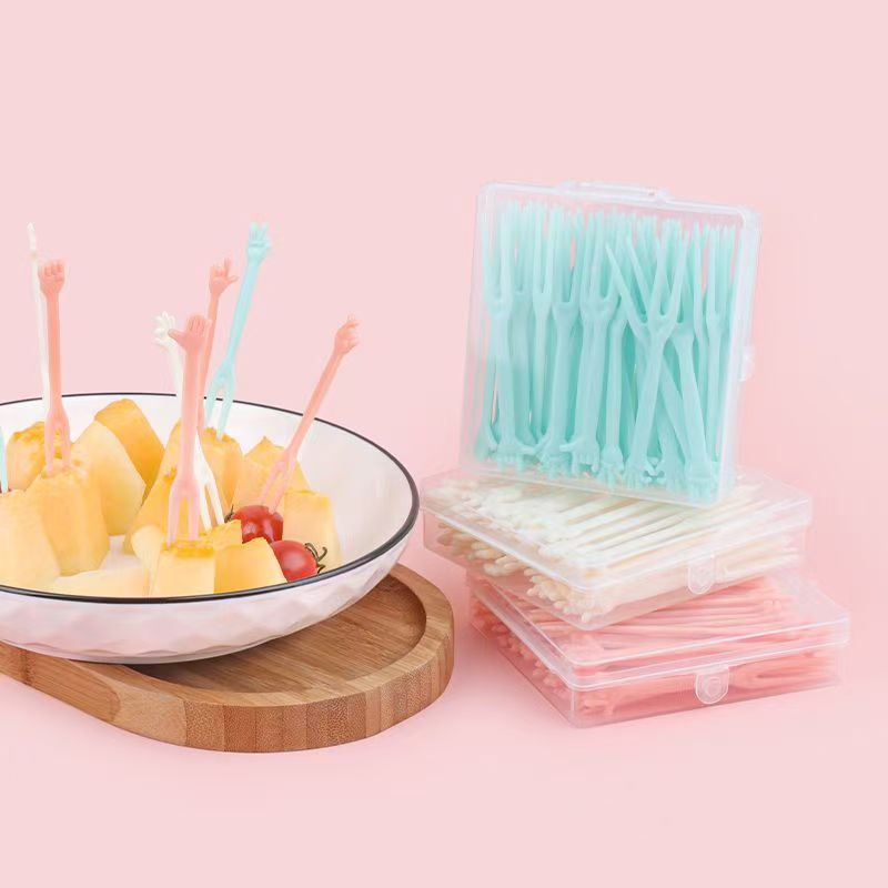 Colorful cartoon handle, fruit fork, bento pick, ceramic chopsticks, daily necessities, toothpick decoration details Picture