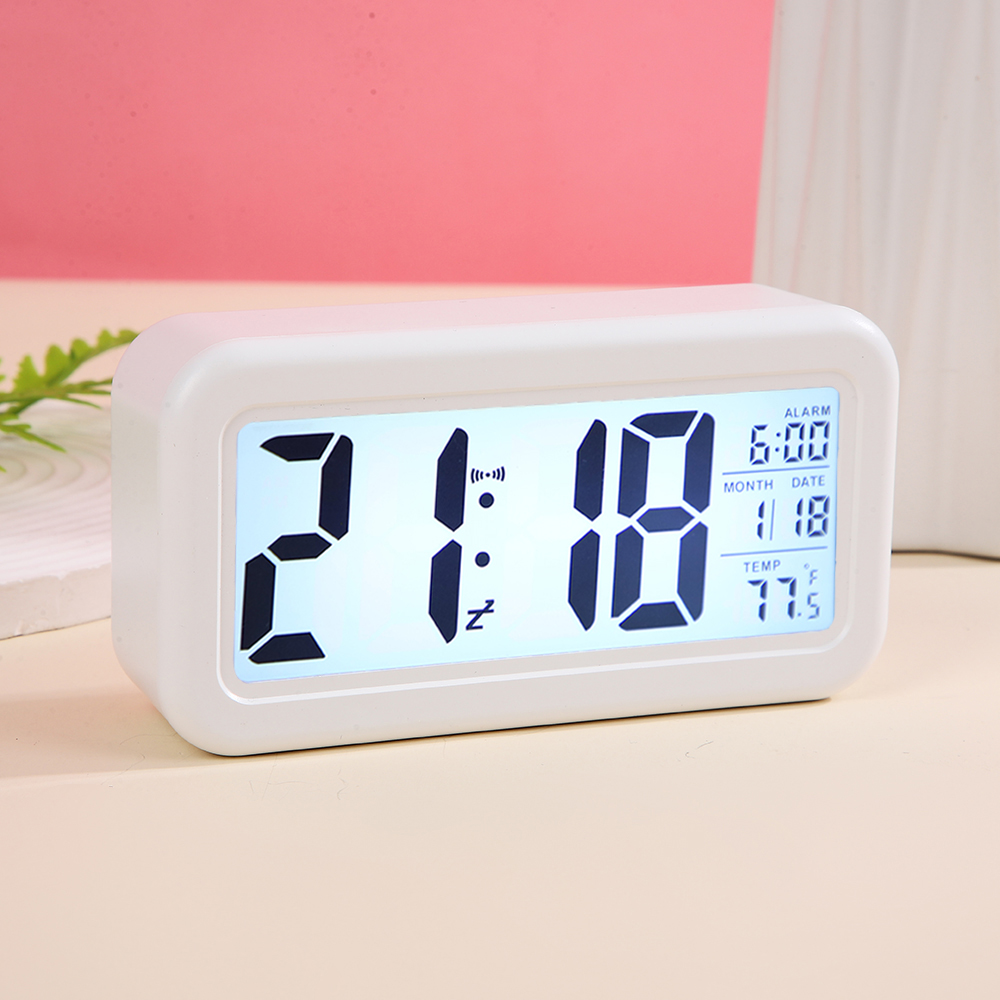 FUYADA alarm clock with voice time announcement, large screen, soft night light that is not dazzling, a special wake-up tool for students, desktop night light digital alarm clock, multi-functional silent snooze desktop timing alarm clock details Picture