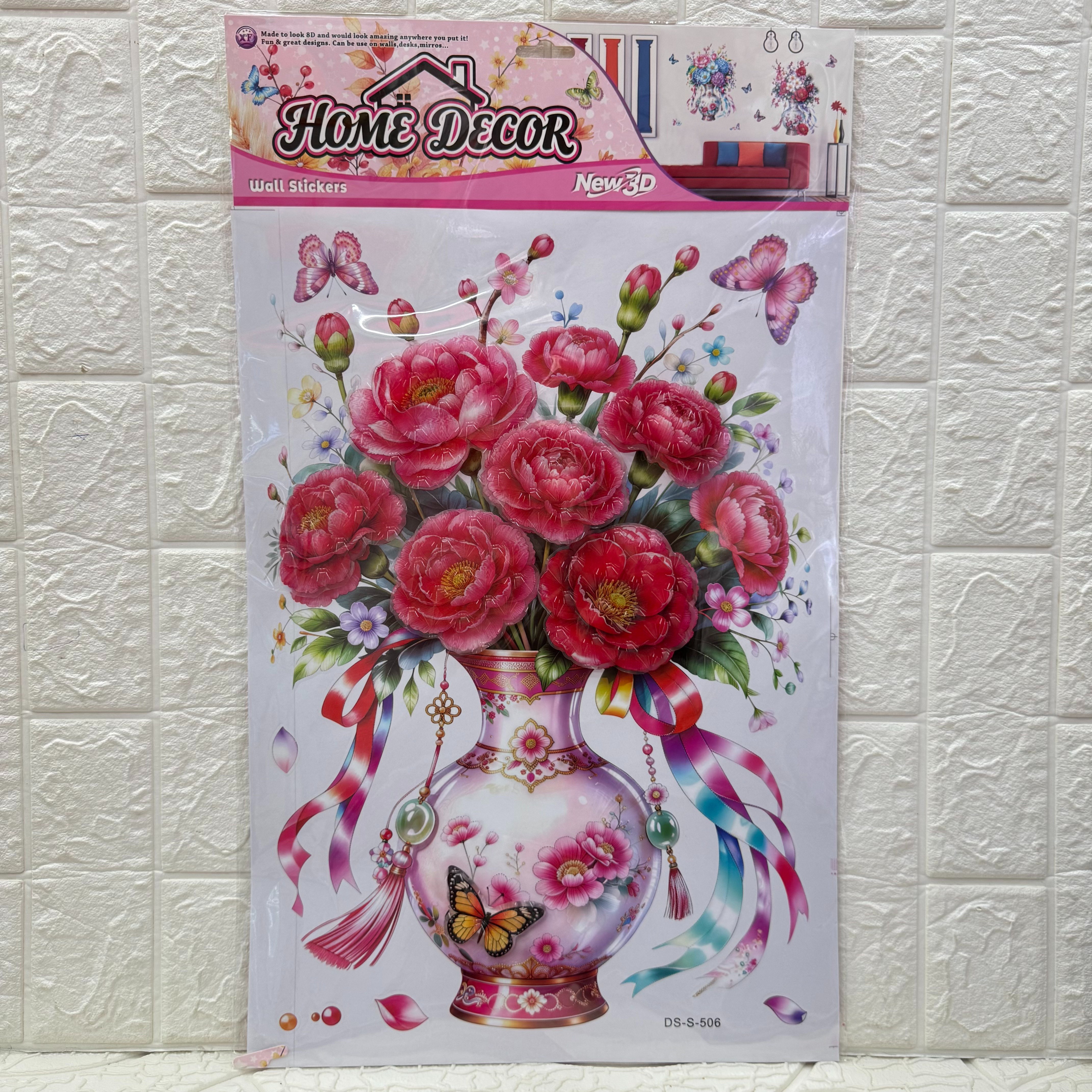 Ancient-style vase wall sticker series, three-dimensional layer stickers, living room decoration vases, butterfly photo frames, vases