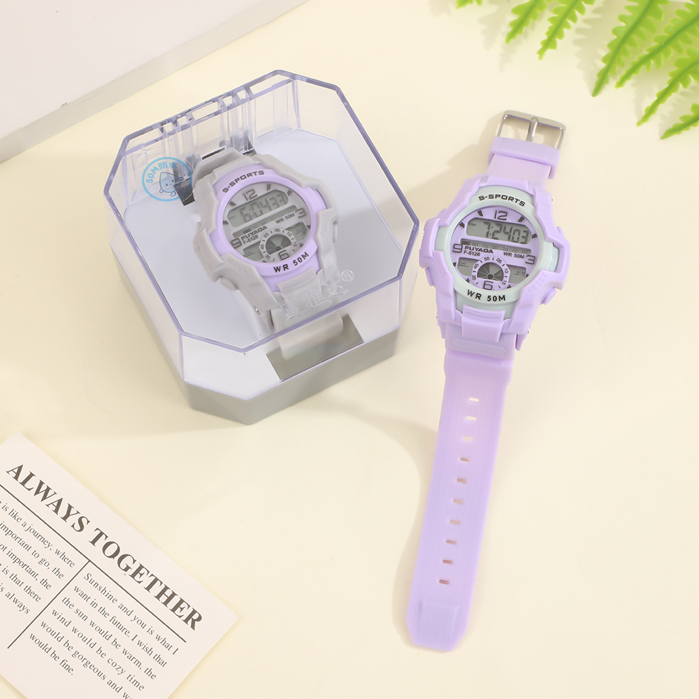 FUYADA factory directly supplies 50-meter water-resistant electronic watches, student outdoor multi-functional luminous timing alarm clock digital wristwatches, suitable for both men and women, special for running and swimming, shock-resistant large-screen water-resistant electronic watches Specification image