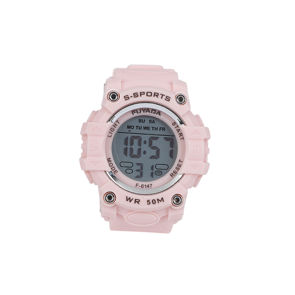 The FUYADA electronic sports watch is 50-meter water-resistant. It is a versatile electronic watch that can be worn for daily washing and swimming. It features a luminous alarm clock for timing. It is suitable for both boys and girls on campus and is a student electronic sports watch Item Picture