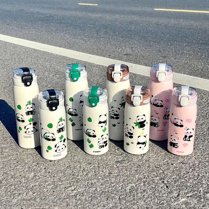 萌熊透明吸管熊猫350ML图