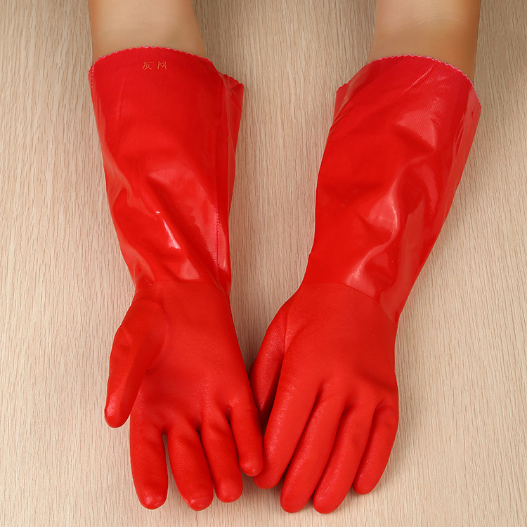 Factory plastic-coated gloves, thickened pvc, oil-resistant, acid and alkali resistant, waterproof, wear-resistant, anti-slip gloves, labor protection gloves