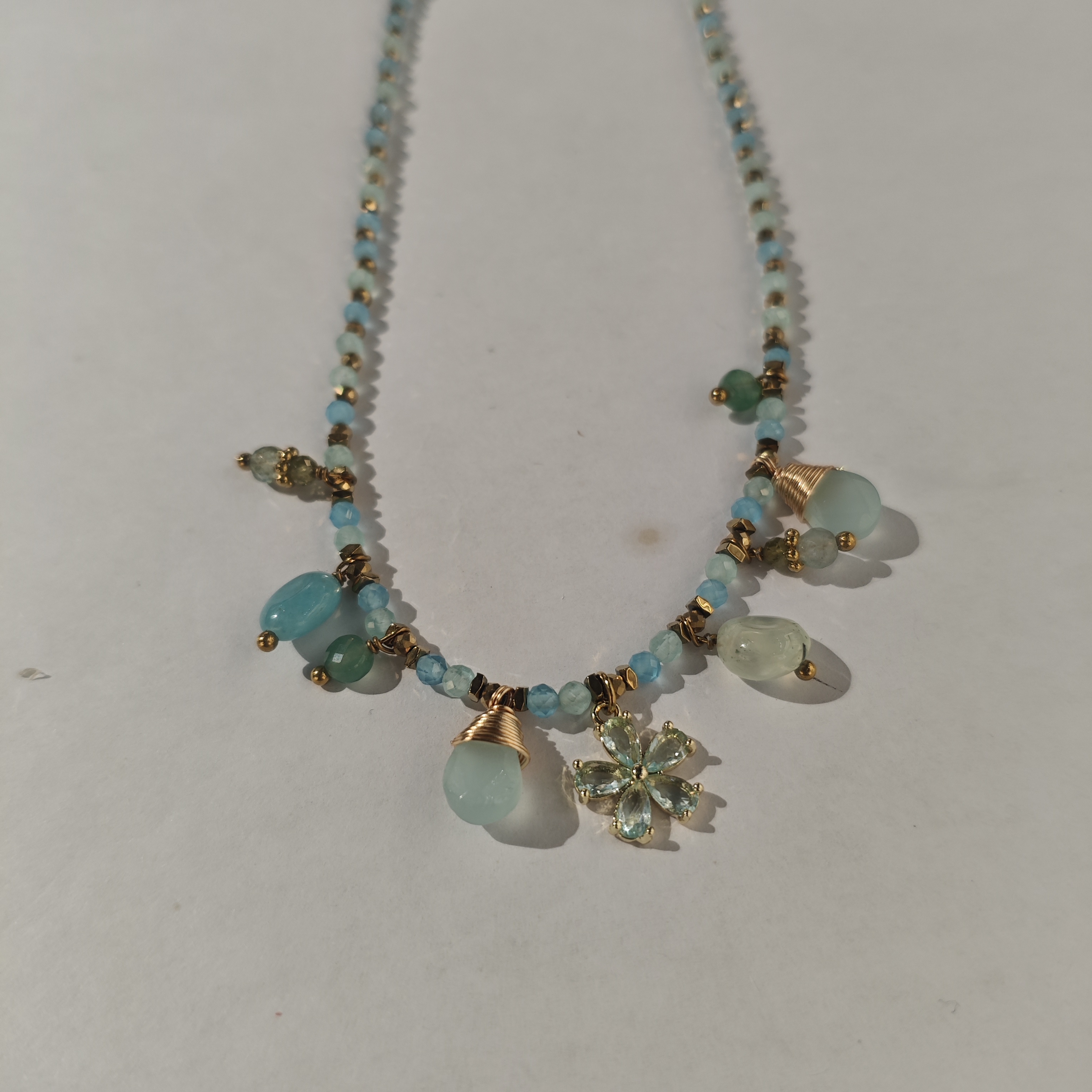 Influential new accessory, fashionable and elegant aquamarine beaded handcrafted necklace detail image 2