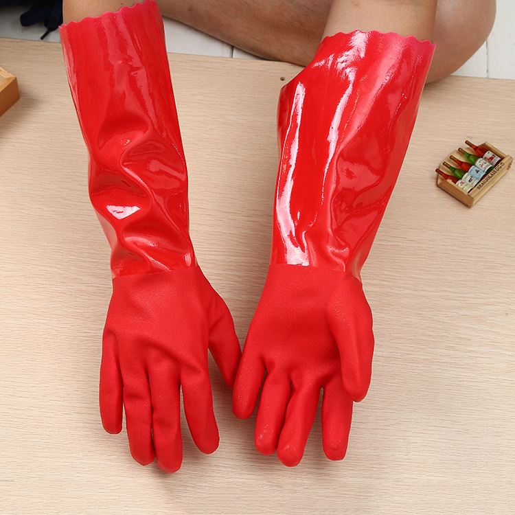 Factory plastic-coated gloves, thickened pvc, oil-resistant, acid and alkali resistant, waterproof, wear-resistant, anti-slip gloves, labor protection gloves details Picture