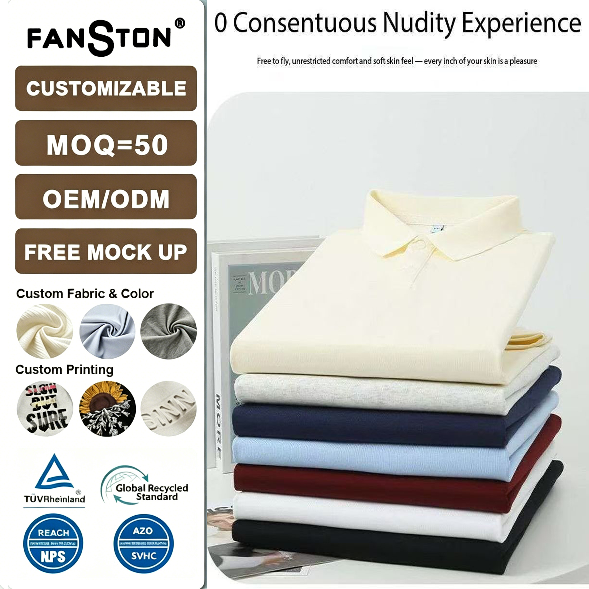 Wholesale of 2026 best-selling 7A antibacterial four-button Solona trendy brand lapel short-sleeved polo shirts, work clothes, workwear, cultural shirts, class uniforms, customized