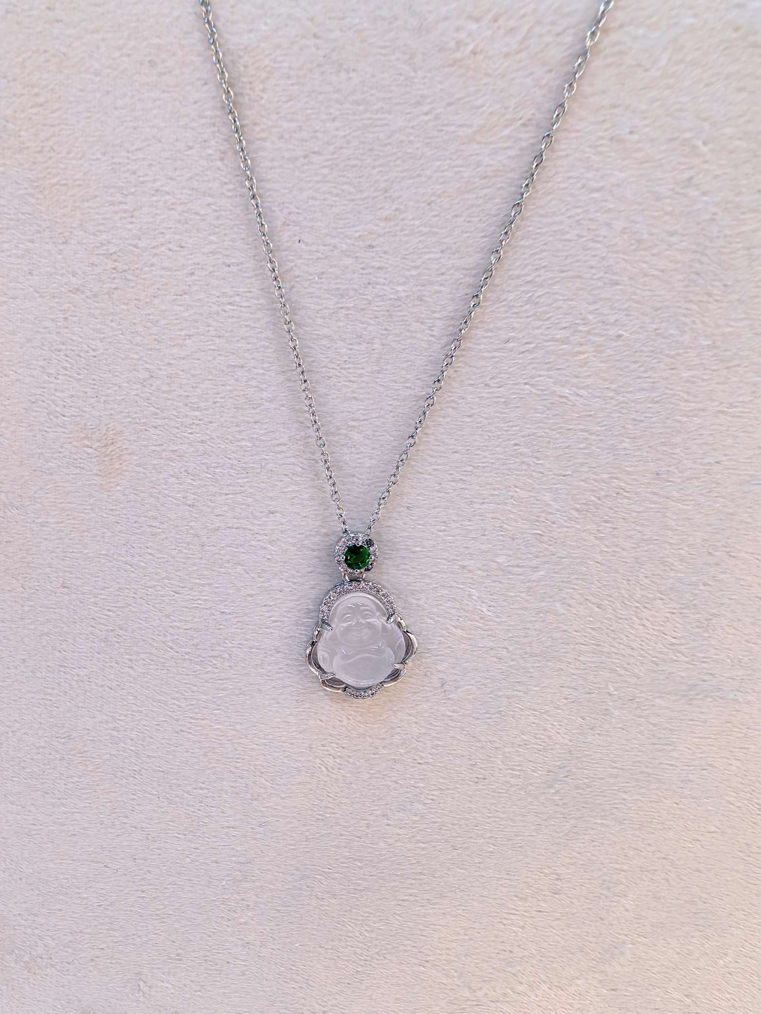 银色项链搭配佛像玉坠简约时尚百搭饰品 details Picture