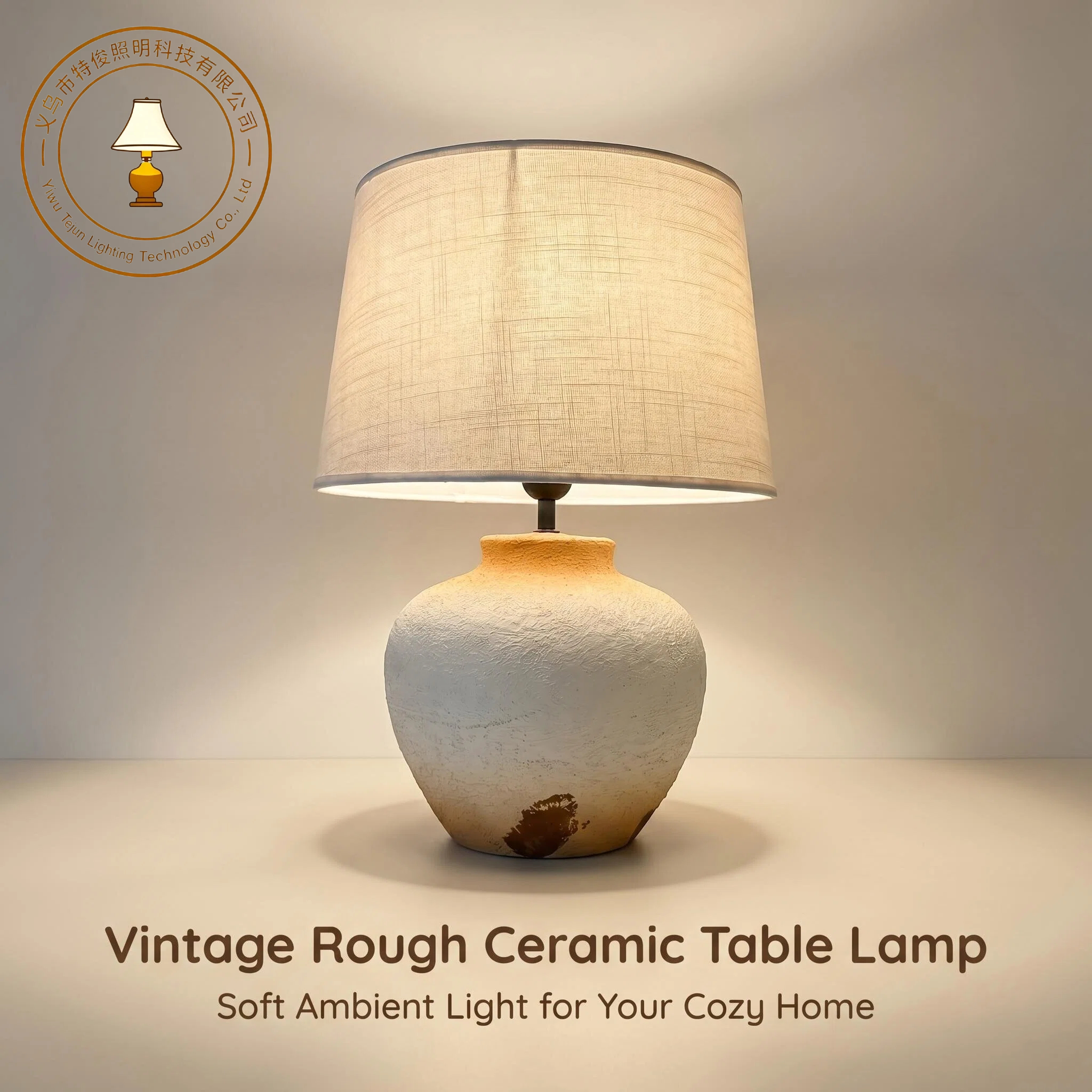 Philips beige fabric lampshade, ceramic table lamp, bedroom French-style lighting fixtures