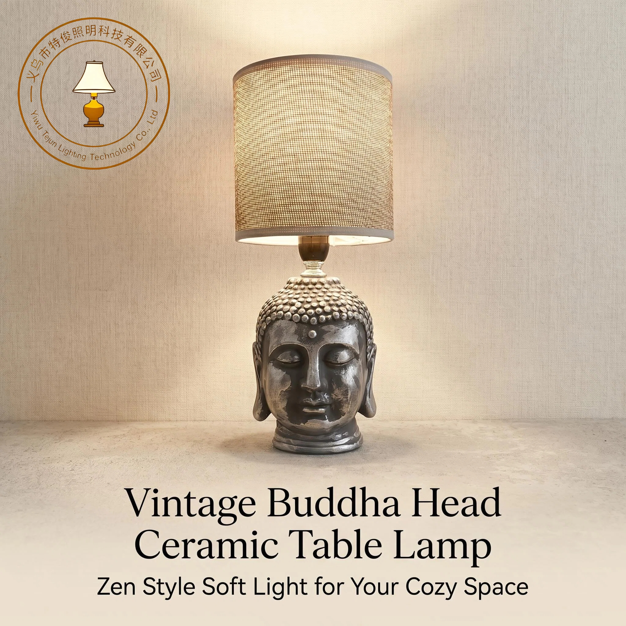 JL Jilian's new Buddha Head Ceramic table lamp Wabi-sabi style series table lamp, with a minimum order of 12 pieces per piece