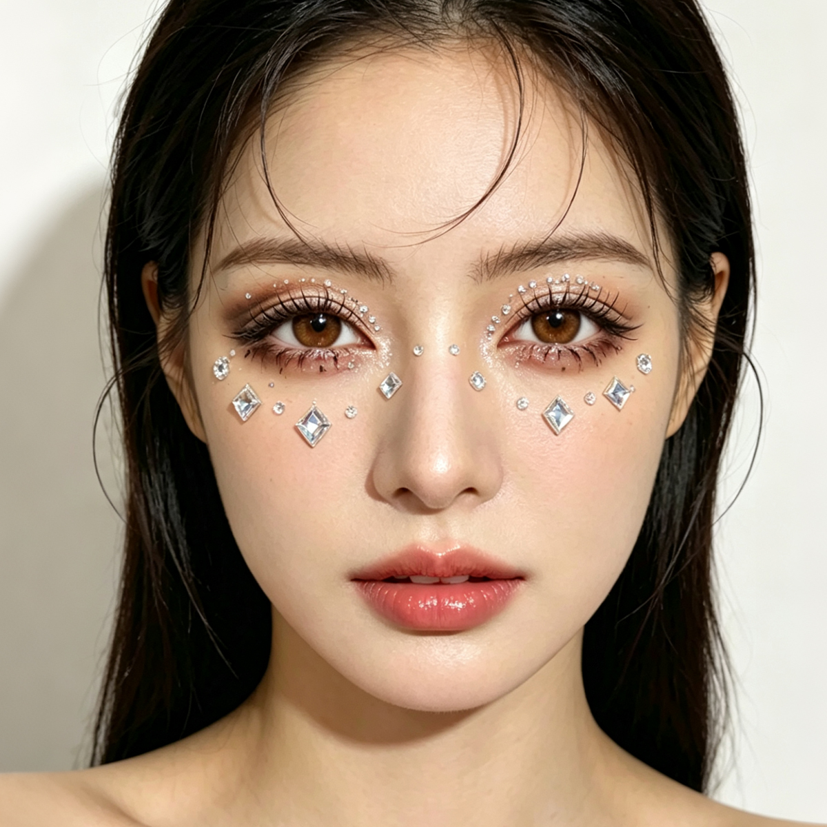 Facial patches, flower-patterned face makeup stickers, brow center face stickers, nail art makeup accessories, and sparkling diamond face patches Application Scenario