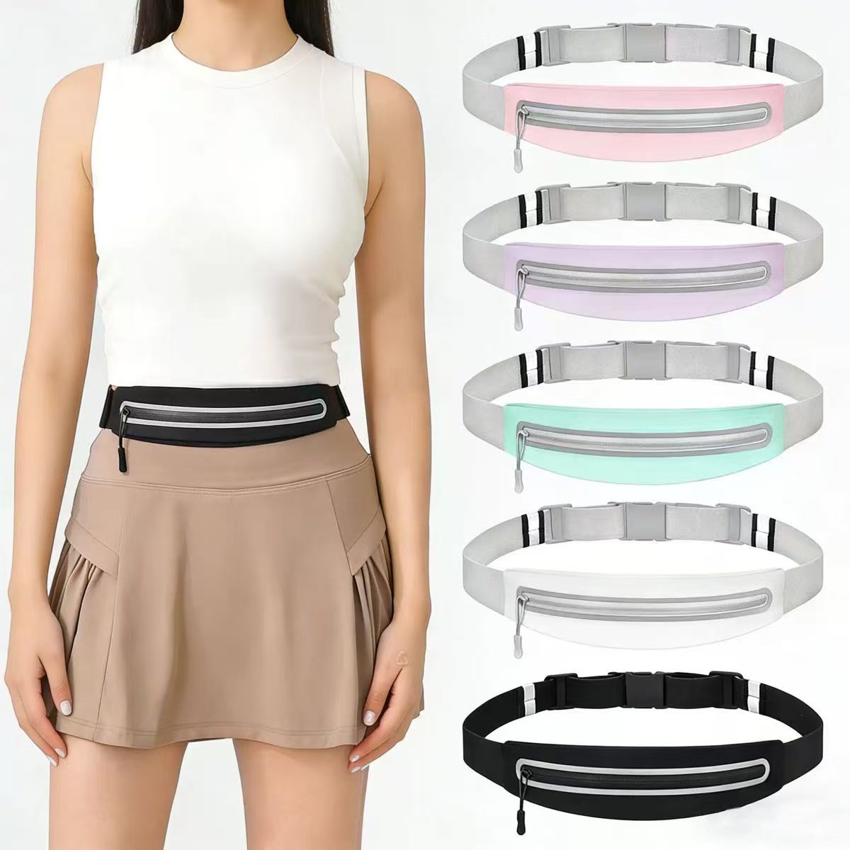 Sports waist bag, running phone bag, men's and women's outdoor equipment, waterproof and invisible new mini belt, reflective bag