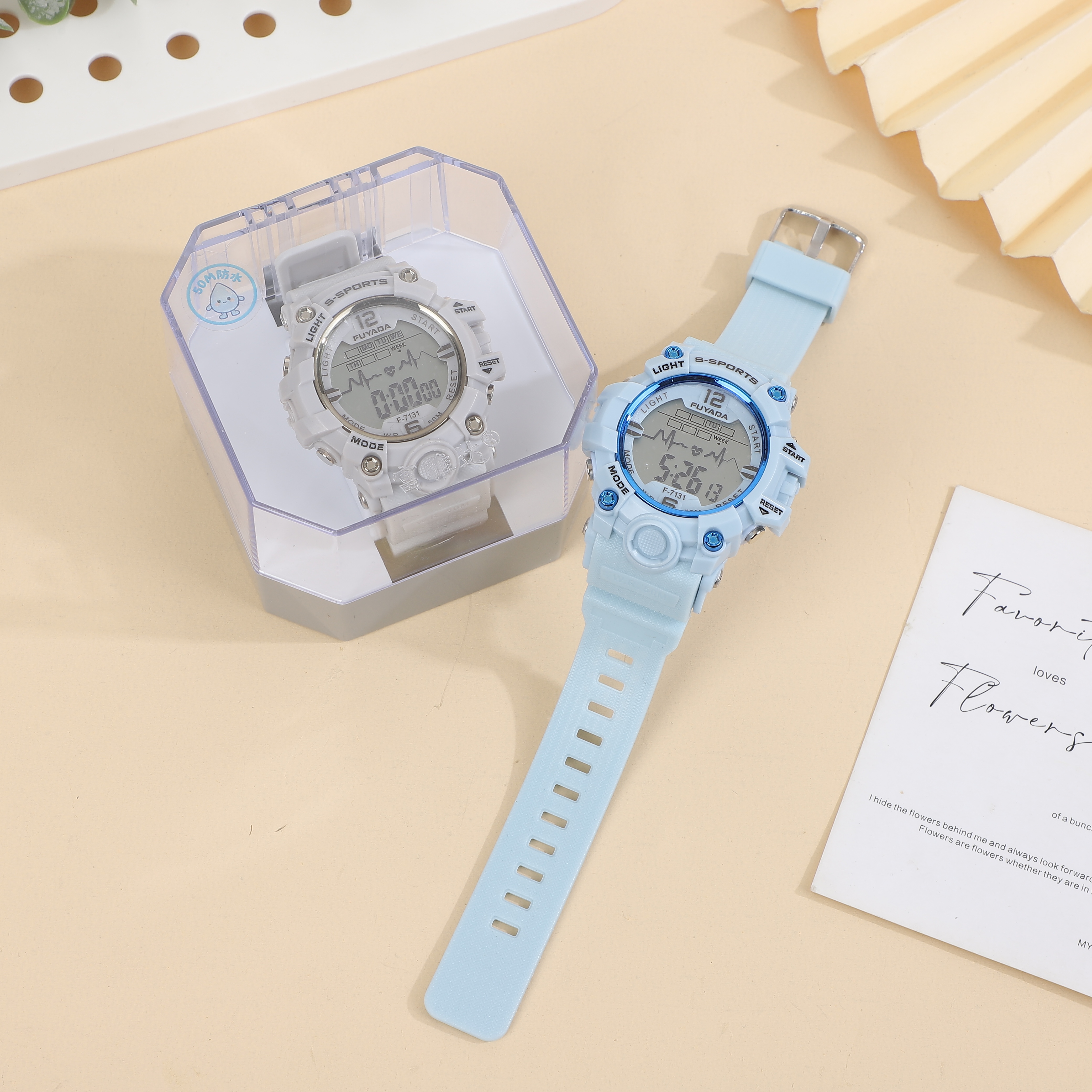FUYADA 50-meter water-resistant electronic watch for teenagers, multi-functional luminous timing alarm clock, shockproof wristwatch, suitable for daily swimming and running for both boys and girls, digital sports electronic watch Application Scenario