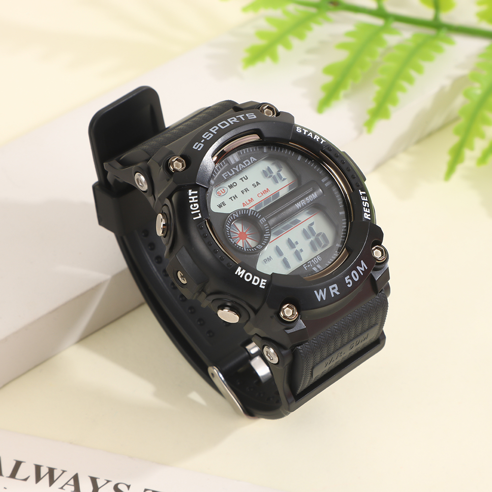 Fuyada 50-meter water-resistant electronic watch, multi-functional luminous alarm clock chronograph, outdoor swimming sports watch for boys and girls, shockproof and wear-resistant, simple digital wristwatch, trendy and versatile electronic watch for teenagers Application Scenario
