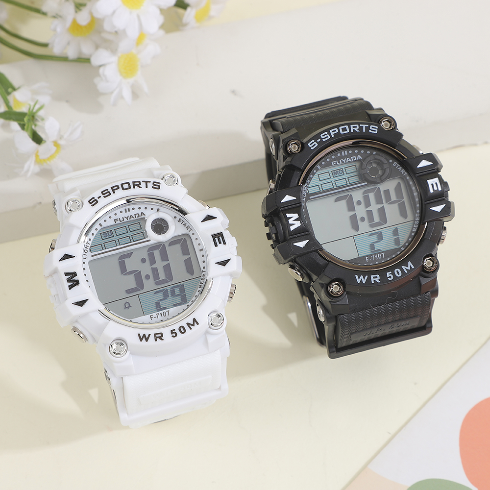 FUYADA multi-functional 50-meter water-resistant electronic watch, student special luminous alarm clock chronograph stopwatch, outdoor sports swimming wristwatch, shockproof and wear-resistant simple digital electronic watch for boys, girls and teenagers Specification image