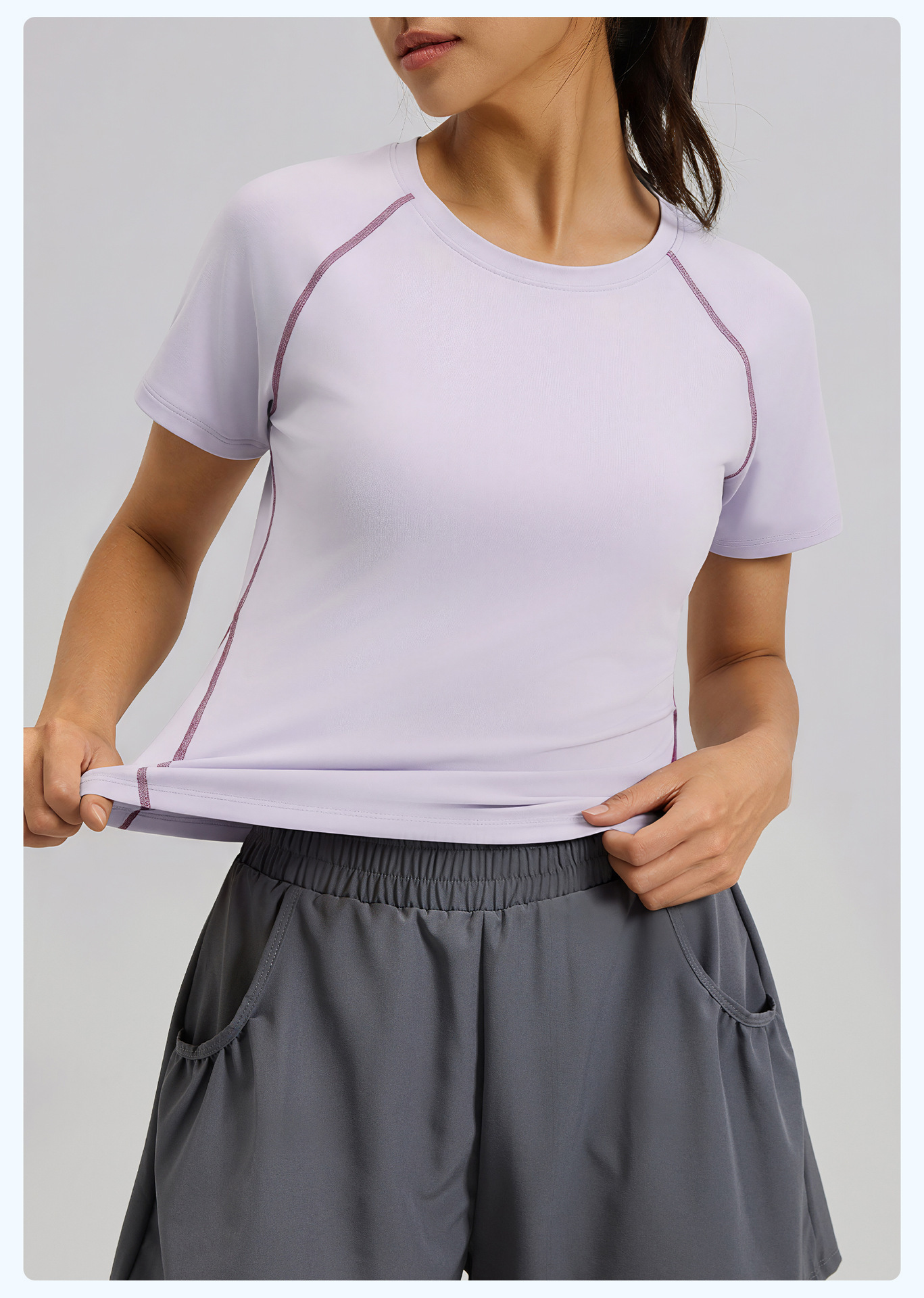 2026 Round-neck slimming sporty yoga top, breathable, loose and versatile short-sleeved fitness and sports T-shirt, outdoor yoga wear