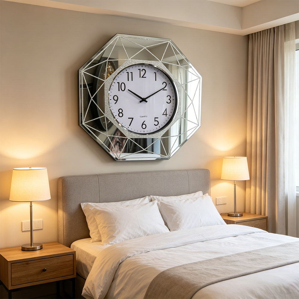 The thin and light glass dial wall clock, silent countdown machine, silver, simple and elegant, Nordic style home art, Xin Yi glass wall clock Item Picture