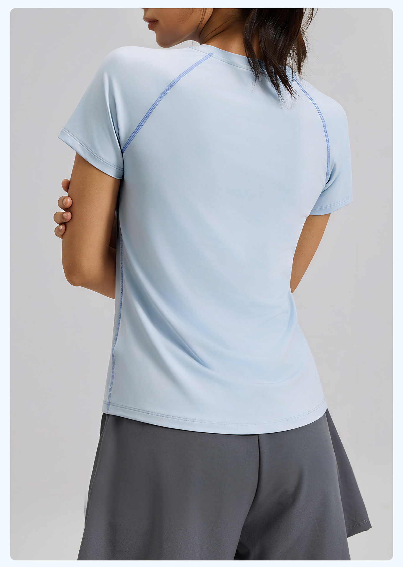 2026 Round-neck slimming sporty yoga top, breathable, loose and versatile short-sleeved fitness and sports T-shirt, outdoor yoga wear Application Scenario
