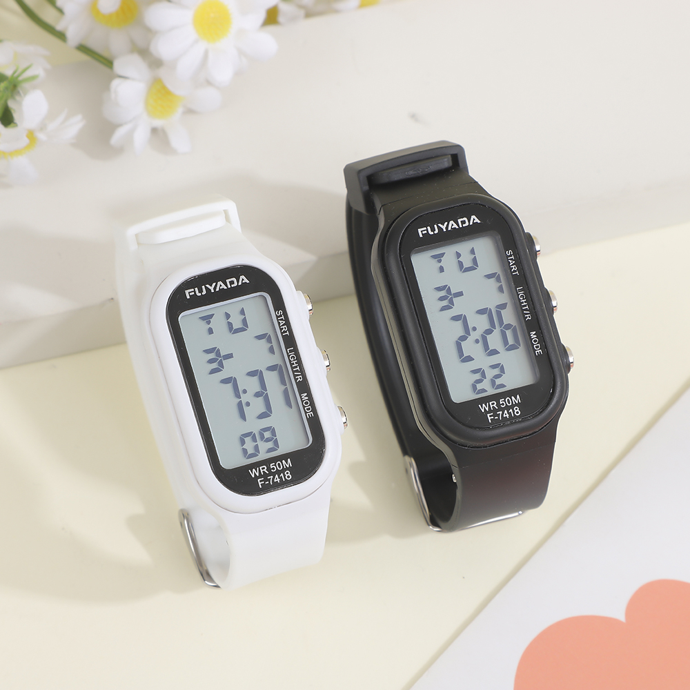 Fuyada multi-functional waterproof electronic watch wristband with luminous display, timing alarm, sports wristwatch, simple touch waterproof wristband for boys and girls, campus students, simple, trendy and versatile for teenagers, daily wear electronic sports watch details Picture