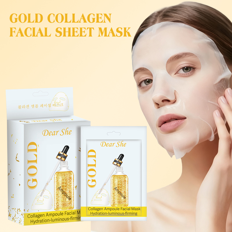 DEAR SHE 10PCS Gold Collagen Ampoule Mask Moisturizing, Hydrating and rejuvenating Cross-border Export Wholesale