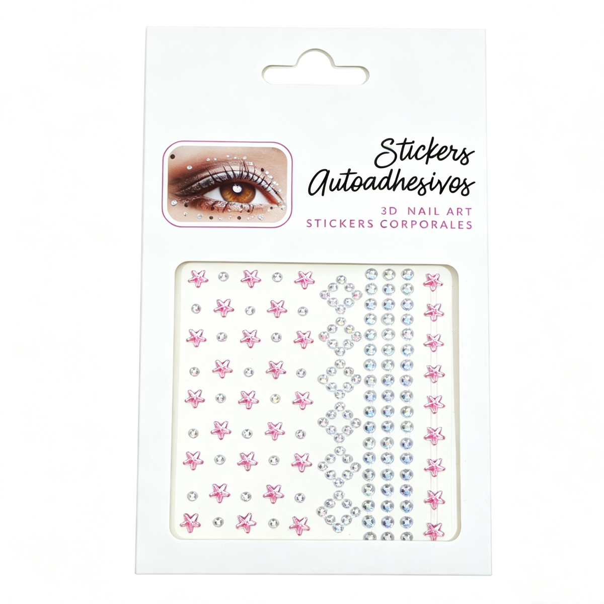 Five-pointed star dazzling round diamond facial diamond stickers, stage makeup eye makeup Bright diamond stickers, music festival party glue-free facial nail art decorative stickers Item Picture