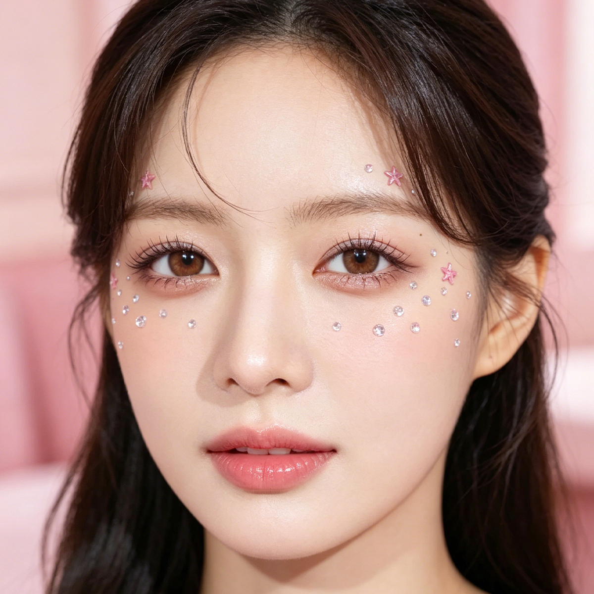 Five-pointed star dazzling round diamond facial diamond stickers, stage makeup eye makeup Bright diamond stickers, music festival party glue-free facial nail art decorative stickers Application Scenario
