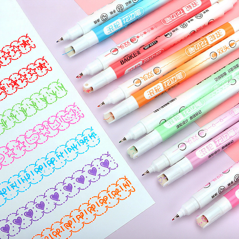 Bao Ke Double-head roller lace pen planner pen, quick-drying and smooth new product, DIY painting pattern student highlighter pen