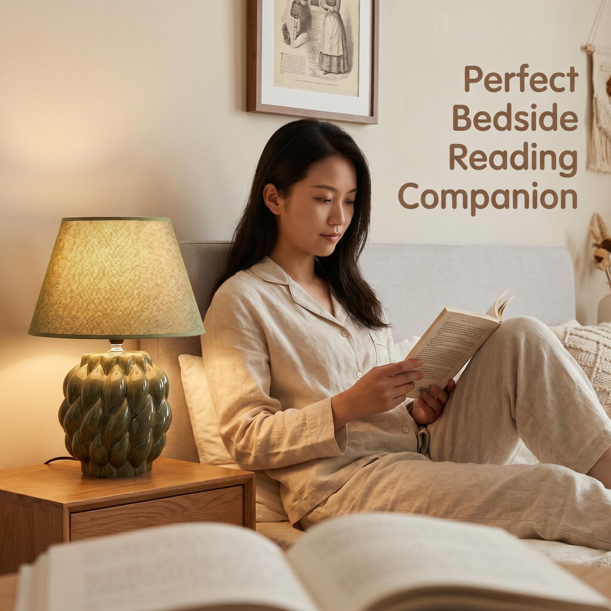 2026 Jilian's new cross-border bestseller, Nordic glazed ceramic desk lamp, bedside ambient light Specification image