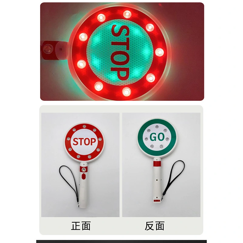 Charging handheld double-sided Stop sign traffic warning light, Stop sign LED traffic indication sign, rainproof handheld charging stop sign traffic warning light, stop sign flashing warning light LED traffic detail image 4