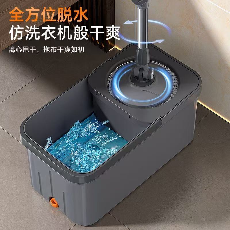 灰色懒人喷水海绵拖把桶套装含替换头