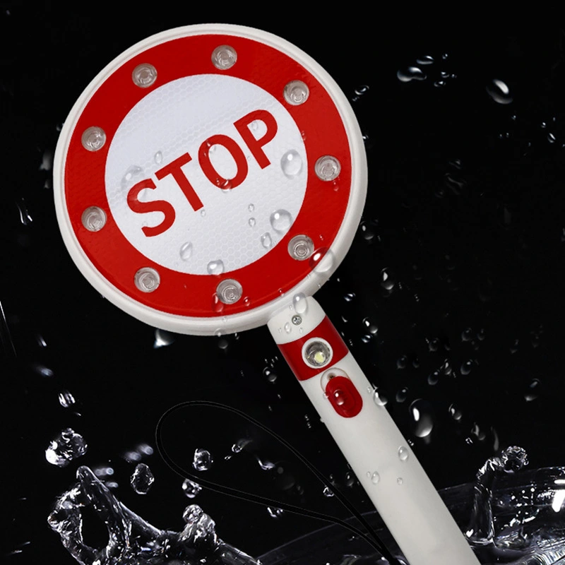 Charging handheld double-sided Stop sign traffic warning light, Stop sign LED traffic indication sign, rainproof handheld charging stop sign traffic warning light, stop sign flashing warning light LED traffic detail image 3