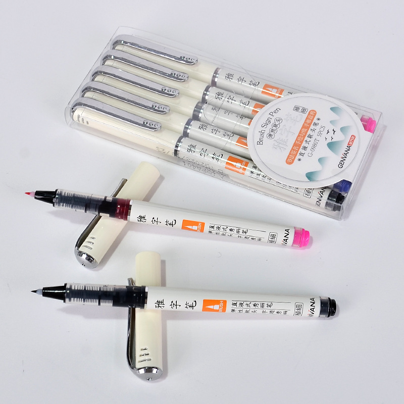 Xin Guose Jin Wannian G-0980T Straight Liquid Elegant Character Pen Calligraphy Signature Color Beautiful Painting Outlining Pen Set details Picture