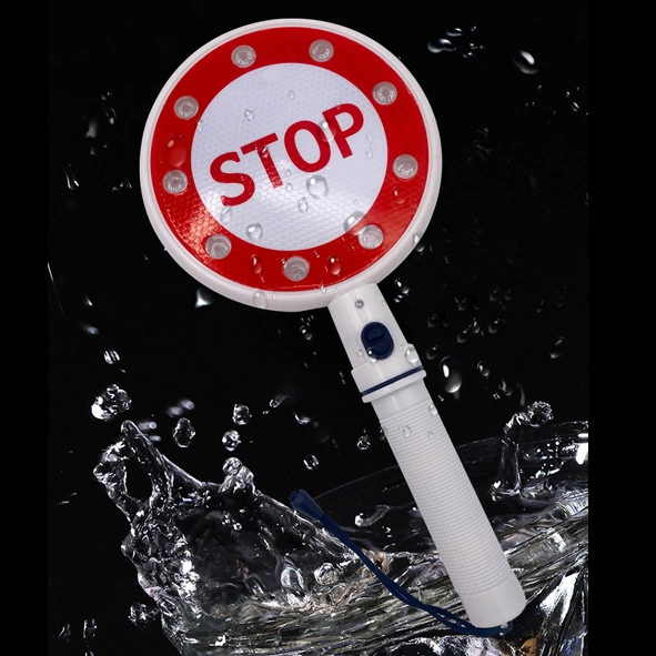 Charging handheld double-sided Stop sign traffic warning light, Stop sign LED traffic indication sign, rainproof handheld charging stop sign traffic warning light, stop sign flashing warning light LED traffic detail image 2