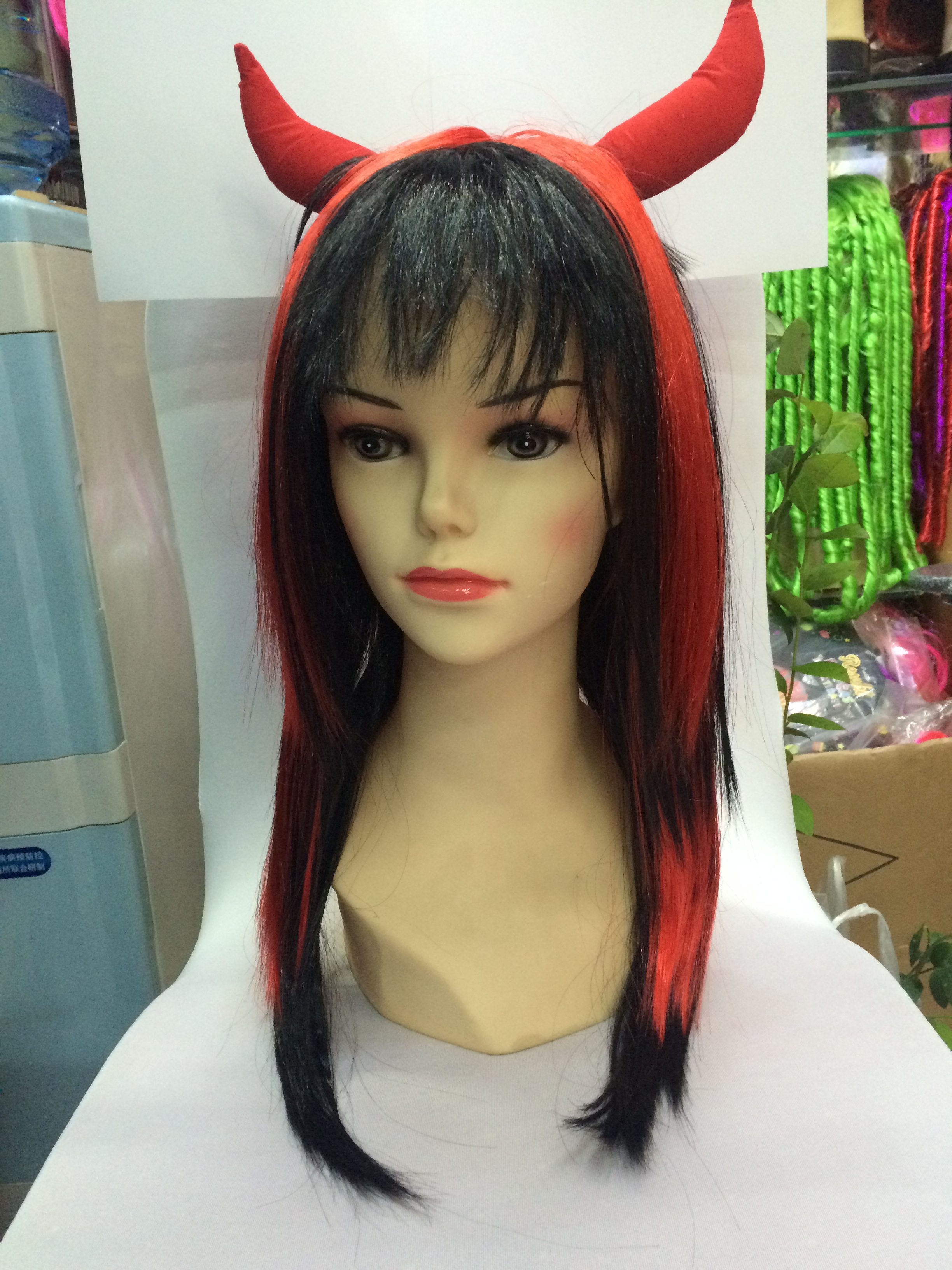 Yiwu Qianfang Fashion Products - Wigs, hats, horns, long straight wigs, Halloween Products, head covers, hair covers Item Picture