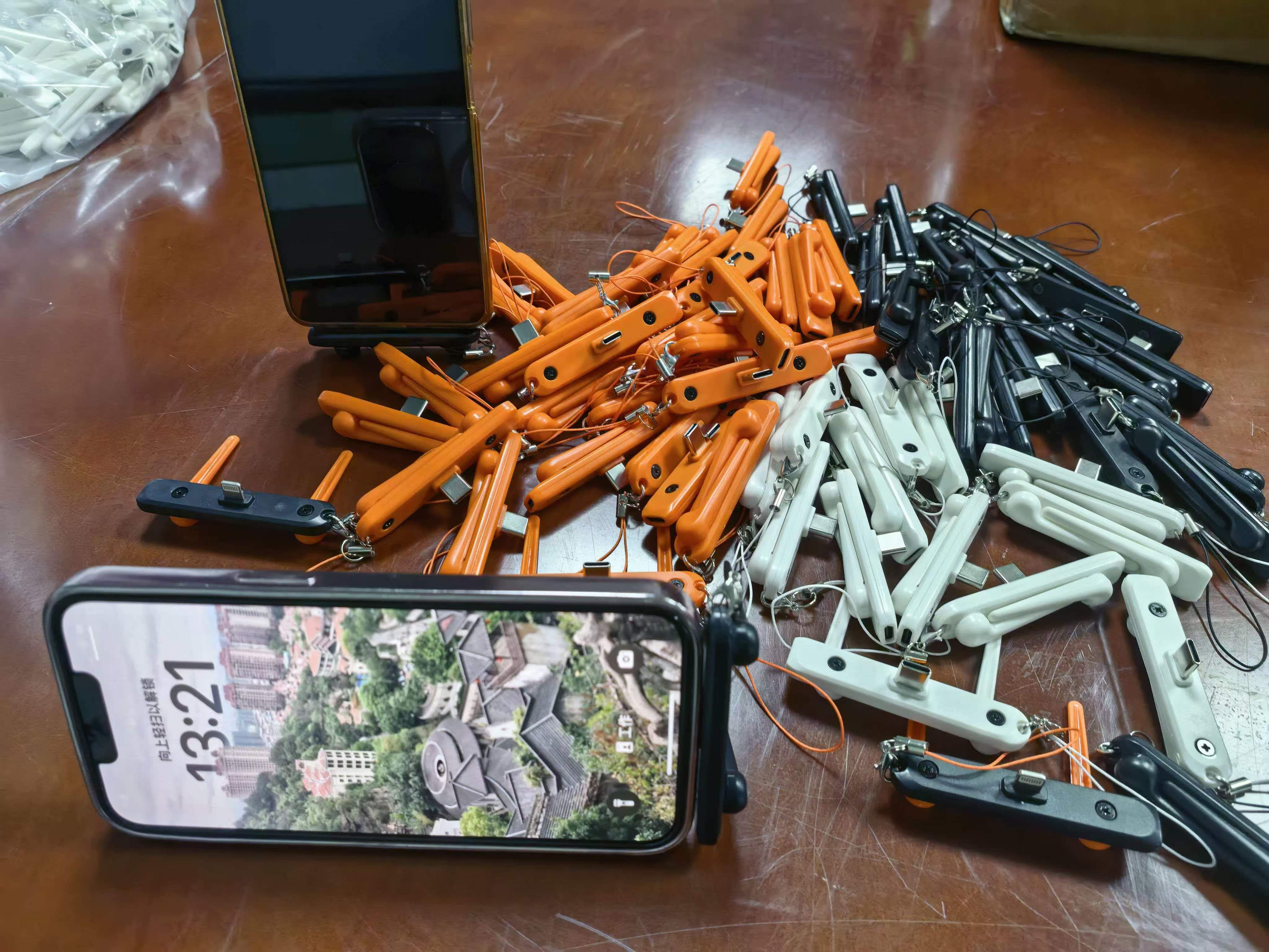 Orange, white and black multi-color mobile phone charging port converter pendant details Picture