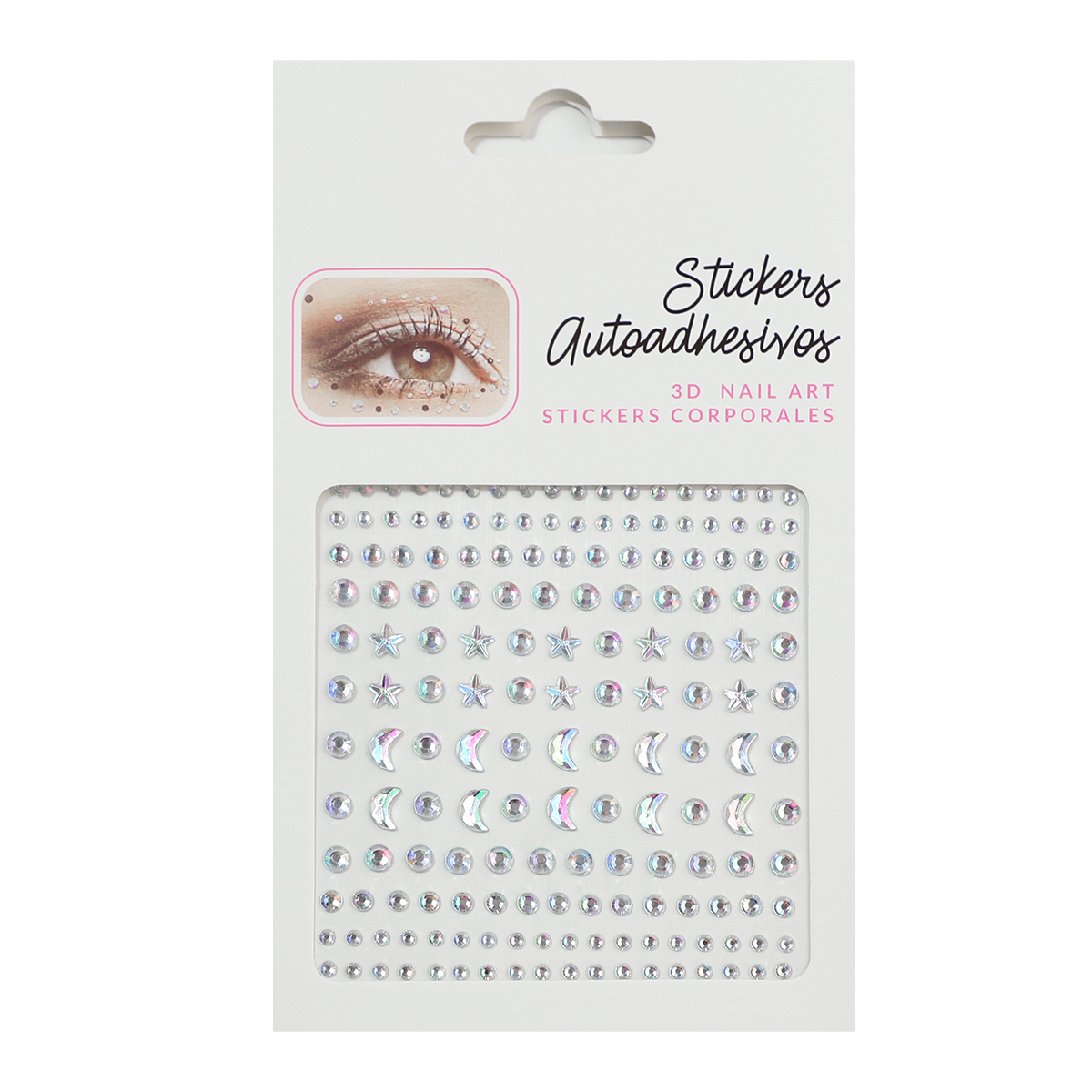 Apply star and moon ornaments on the face, eye makeup, bright diamonds, tear diamonds, diamond stickers, concert, electronic music festival stage performance, water diamond facial makeup stickers Item Picture