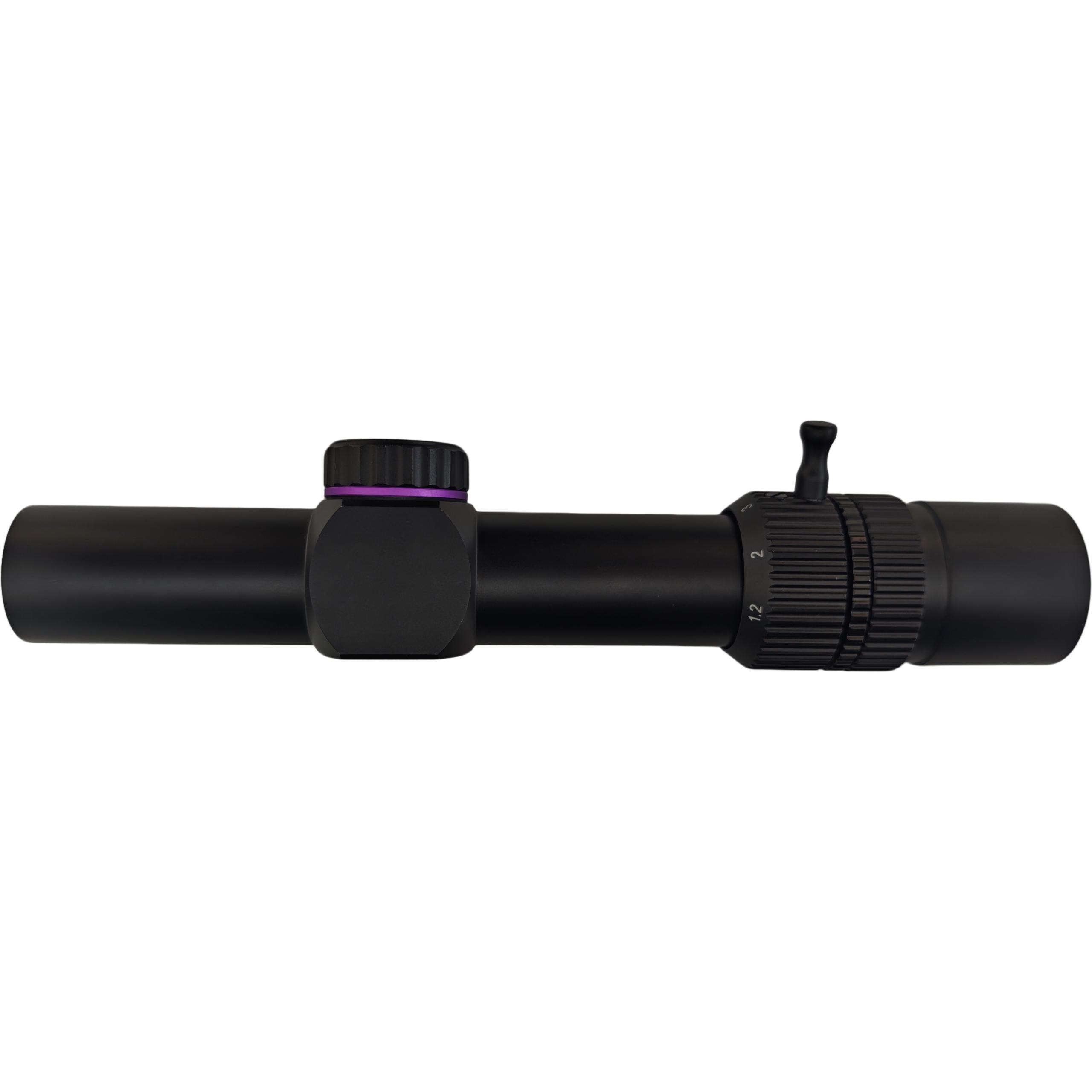 新品高颜值 1.2-6X24 紫圈黑色瞄准镜 入门级户外瞄准镜