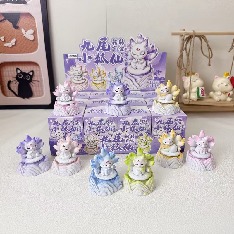 The new Nine-tailed fox spirit Rotating blind box figurine features a high level of appearance and exquisite desktop ornaments details Picture