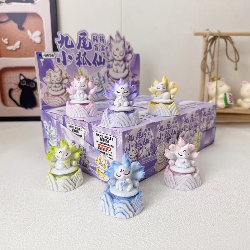 The new Nine-tailed fox spirit Rotating blind box figurine features a high level of appearance and exquisite desktop ornaments Application Scenario