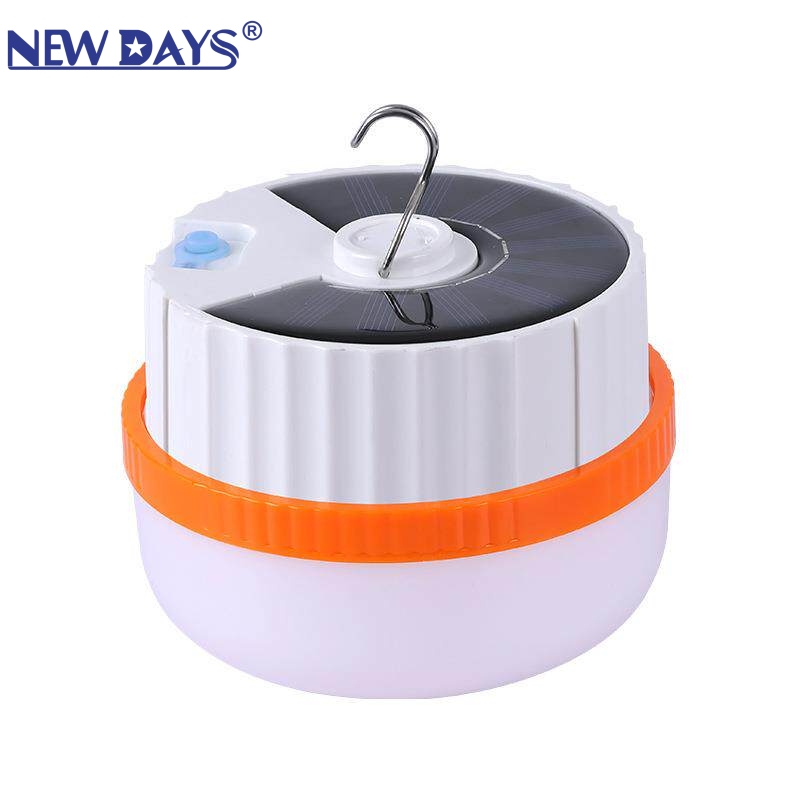 NEWDAYS品牌跨境新款太阳能led灯露营灯，USB充电应急灯照明灯，长续航防水挂灯便携式太阳能灯