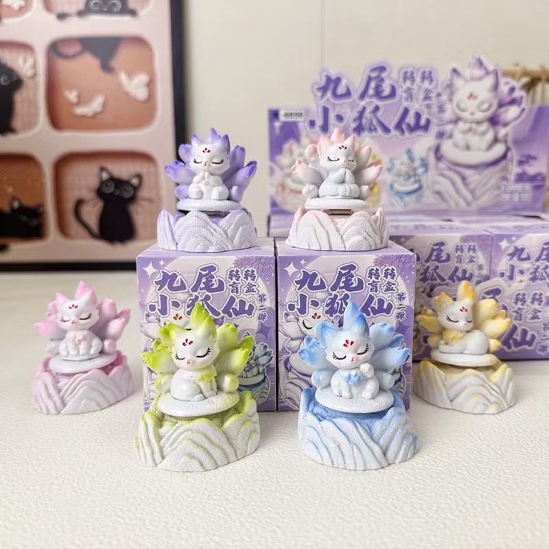 The new Nine-tailed fox spirit Rotating blind box figurine features a high level of appearance and exquisite desktop ornaments Specification image