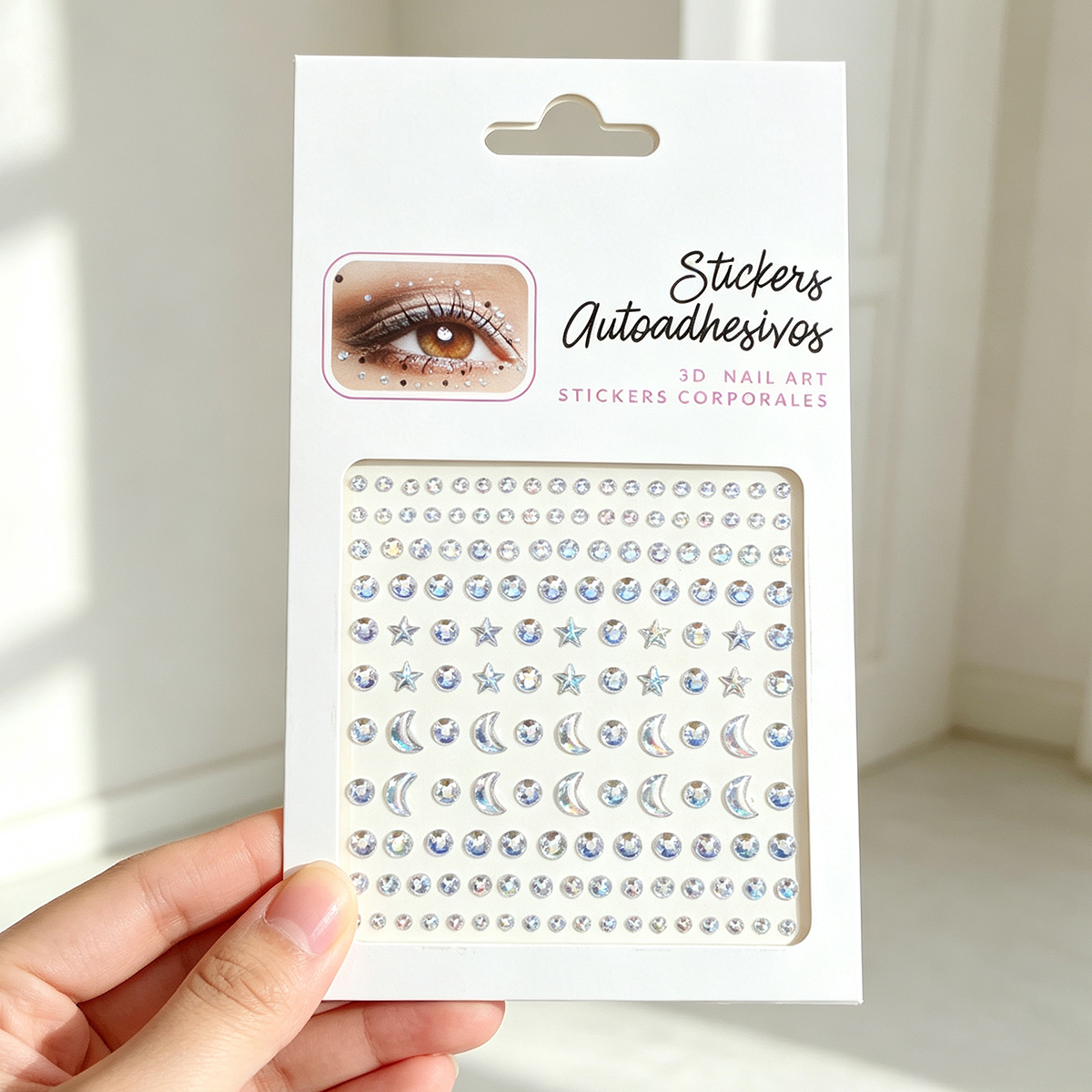 Apply star and moon ornaments on the face, eye makeup, bright diamonds, tear diamonds, diamond stickers, concert, electronic music festival stage performance, water diamond facial makeup stickers